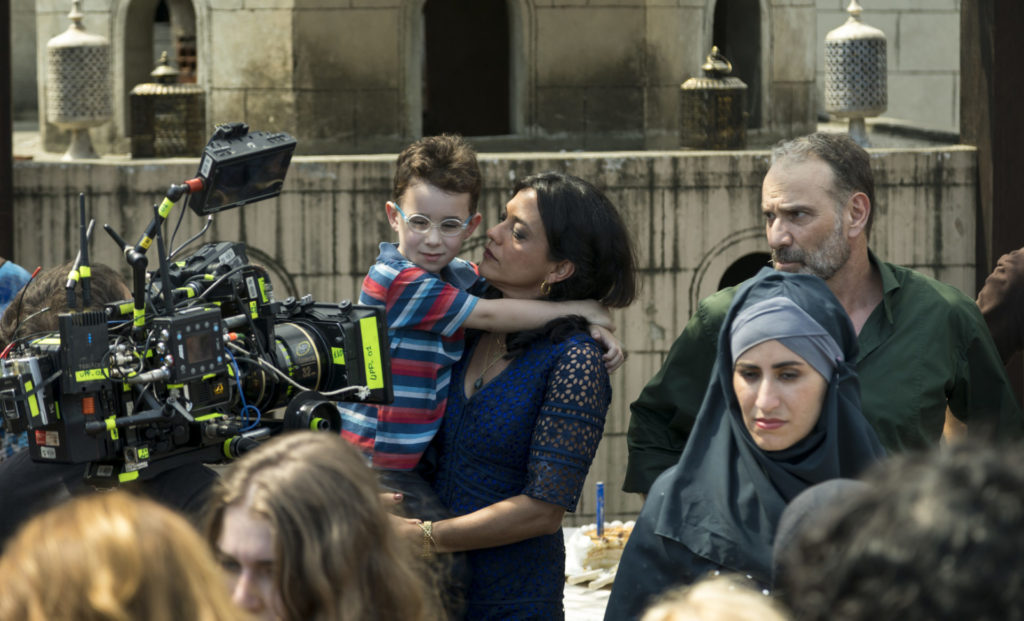 Elias (Marco Ricca), Missade ( Ana Cecília Costa), Laila (Julia Dalávia), Khaled (Rodrigo Vidal) - Bastidores de Órfãos da Terra