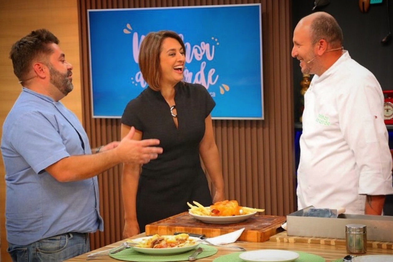 Chef Melchior Neto, Bruno Coutinho e Catia Fonseca no Melhor da Tarde