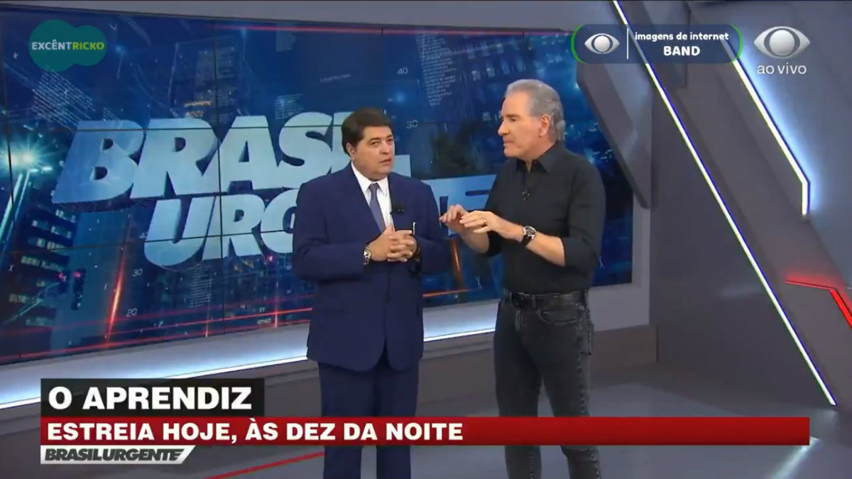 Datena e Roberto Justus conversam sobre estreia de O Aprendiz