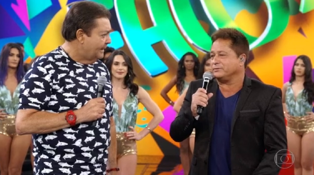 Faustão e Leonardo, no Domingão do Faustão, da Globo