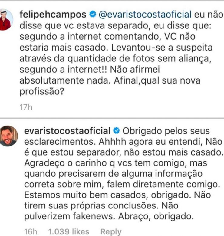 Felipeh Campos e Evaristo Costa trocaram farpas na web