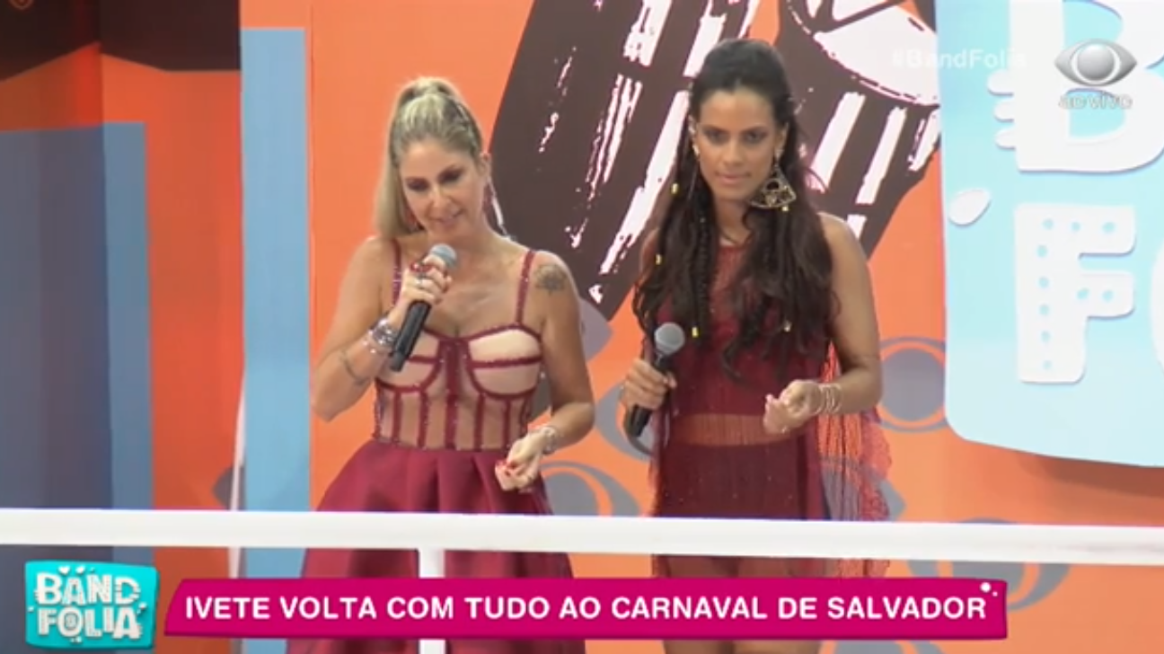 Patrícia Maldonado e Ju Moraes na transmissão do Band Folia
