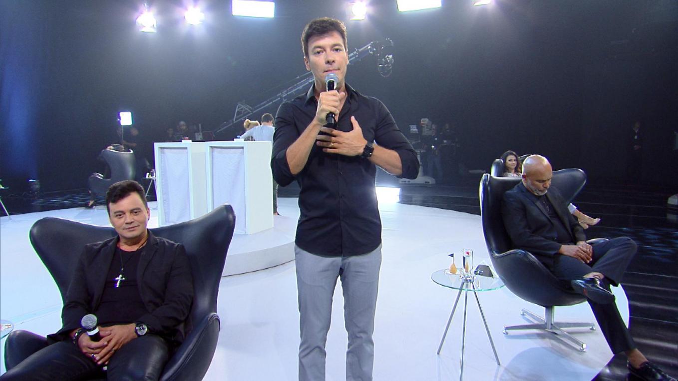 Rick e Renner com Rodrigo Faro no Hora do Faro