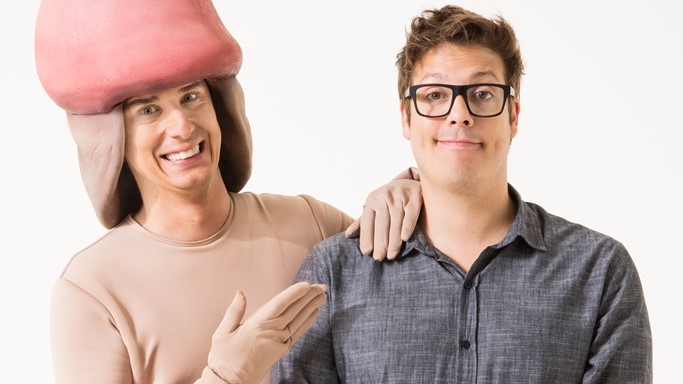 Rafael Portugal e Fábio Porchat caracterizados para a série Homens?