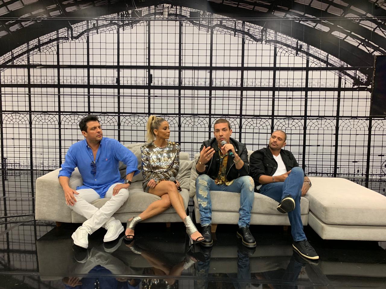 Hugo Bonemer, Danielle Winits, Di Ferrero e Diogo Nogueira na coletiva de lançamento do Show dos Famosos