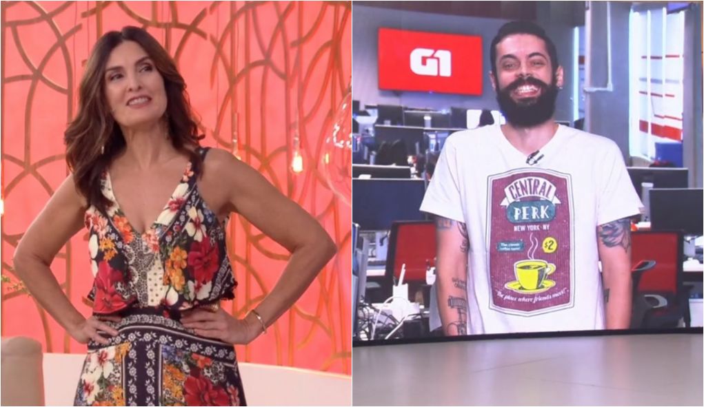 Fátima Bernardes e Cauê Fabiano no Encontro
