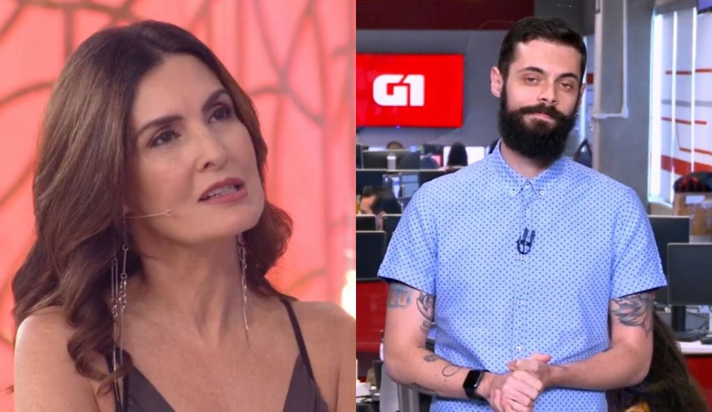 Fátima Bernardes e Cauê Fabiano no Encontro