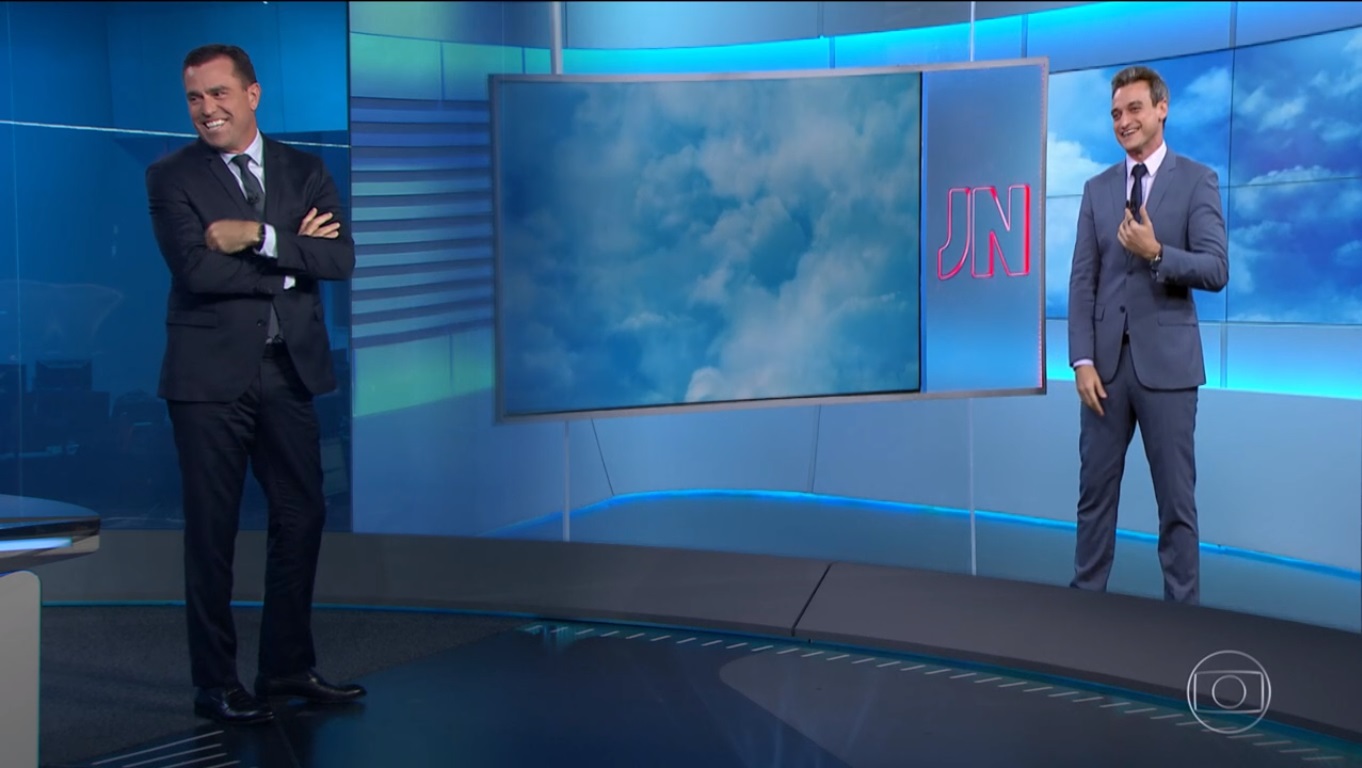Rodrigo Bocardi e Tiago Scheuer no Jornal Nacional