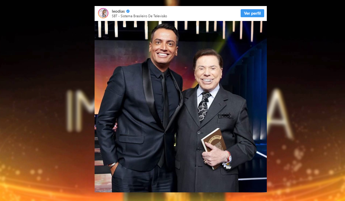 Silvio Santos e Leo Dias no Troféu Imprensa (Reprodução)