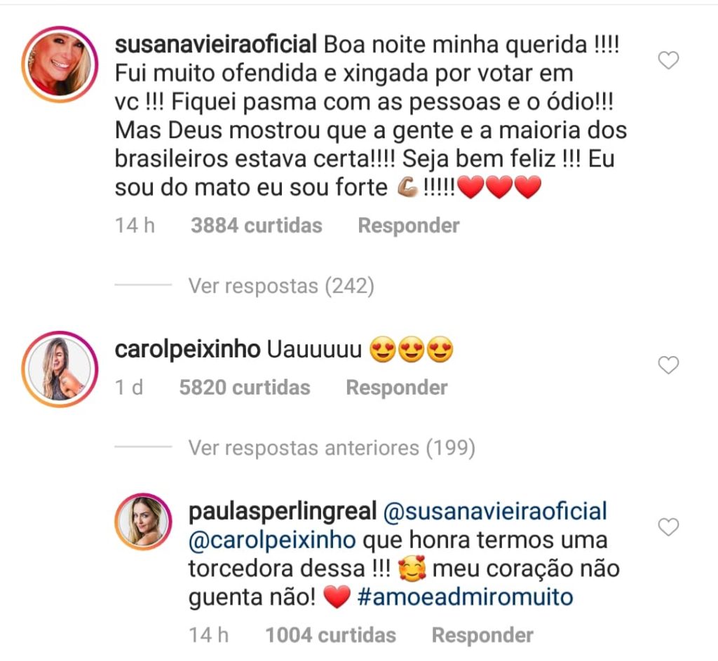 Susana Vieira mandou mensagem para Paula, vencedora do BBB19