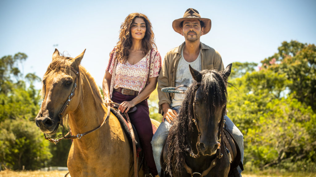 Maria Da Paz (Juliana Paes) e Amadeu (Marcos Palmeira) em A Dona do Pedaço