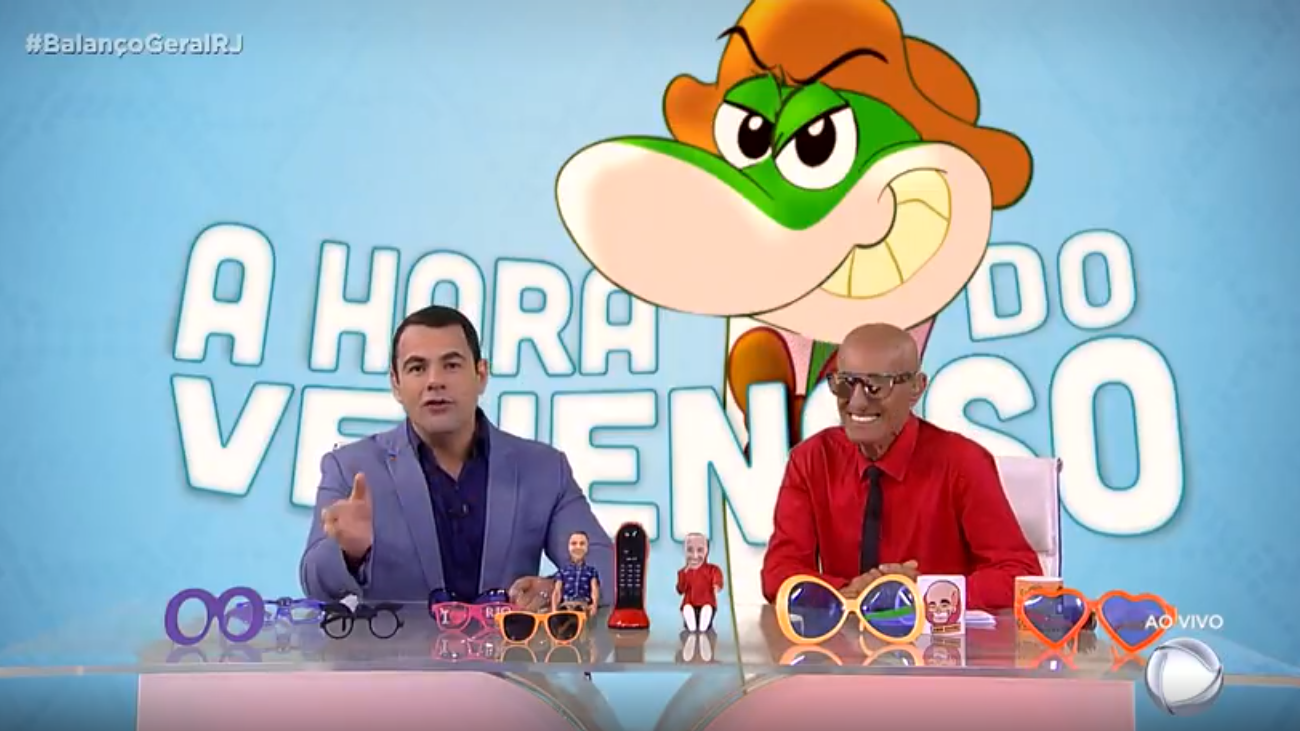 Tino Junior e Amin Khader na bancada do quadro A Hora do Venenoso, do Balanço Geral RJ
