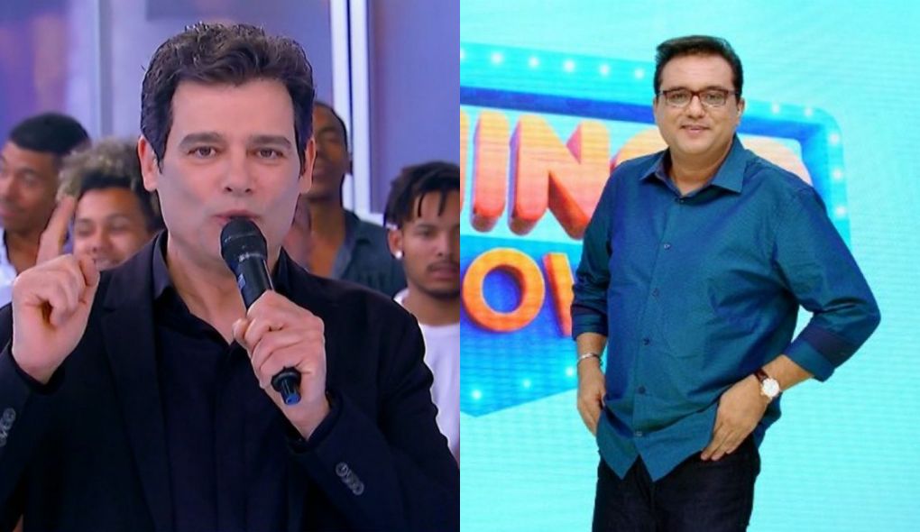 Celso Portiolli, apresentador do Domingo Legal, e Geraldo Luís, que comanda o Domingo Show