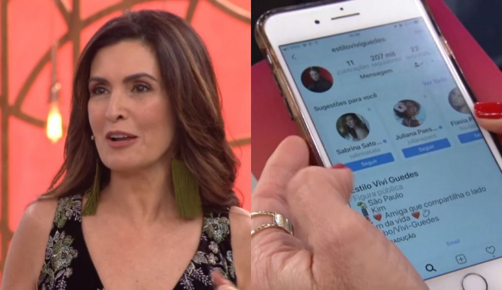 Fátima Bernardes mostrou o celular no Encontro