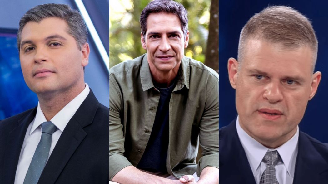 Joel Datena, Luís Ernesto Lacombe e Eduardo Oinegue, apresentadores da Band
