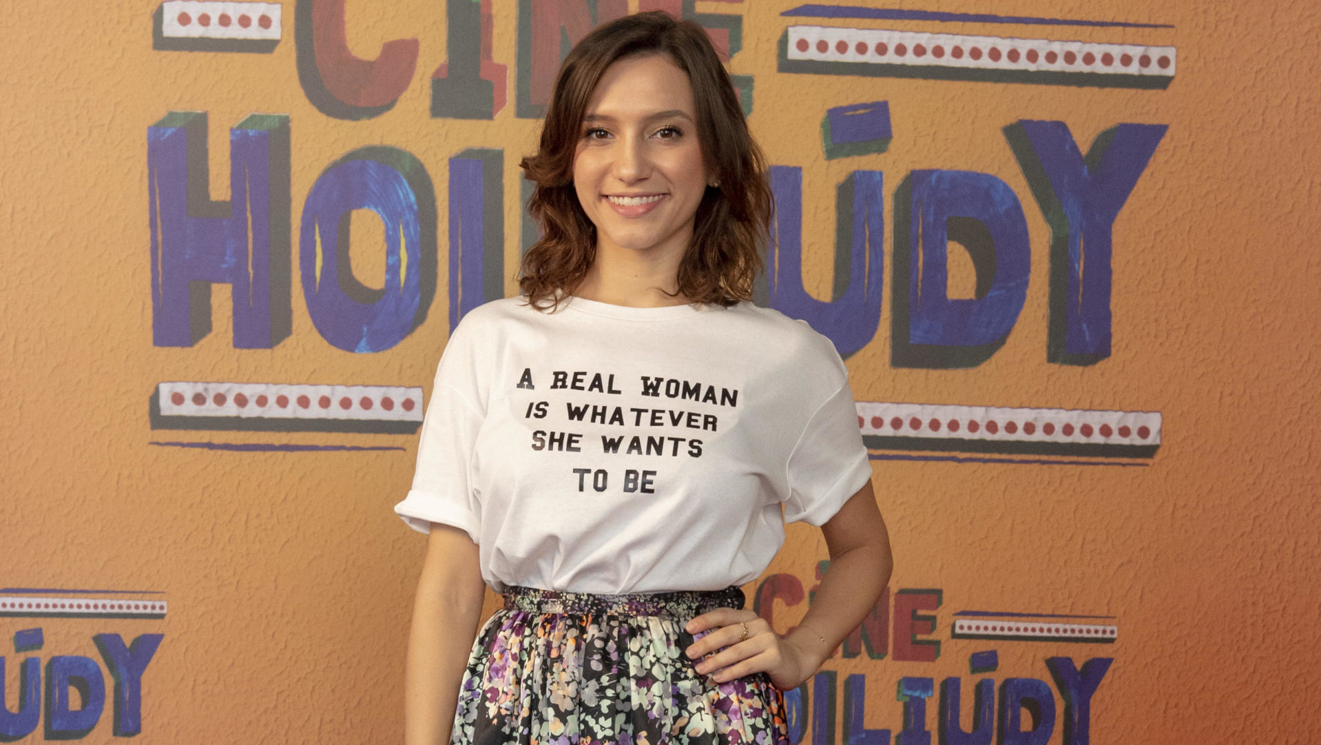 Lorena Comparato no lançamento de Cine Holliúdy