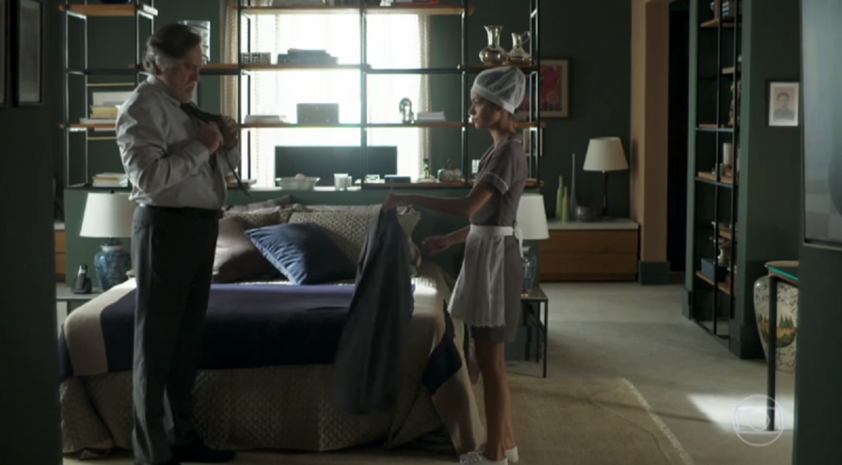 Otávio (José de Abreu) e Edilene (Cynthia Senek), de A Dona do Pedaço