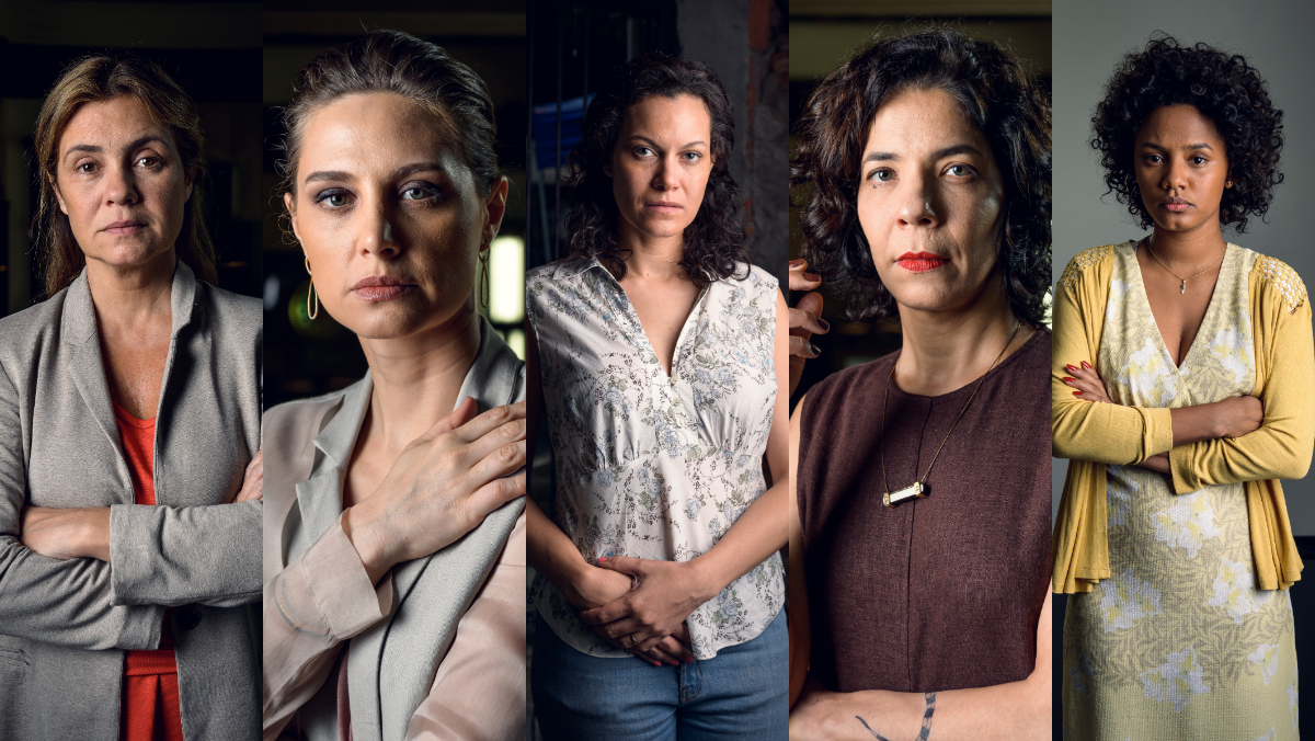 Personagens Stela, Eugênia, Maria José, Vera e Daiane da série Assédio