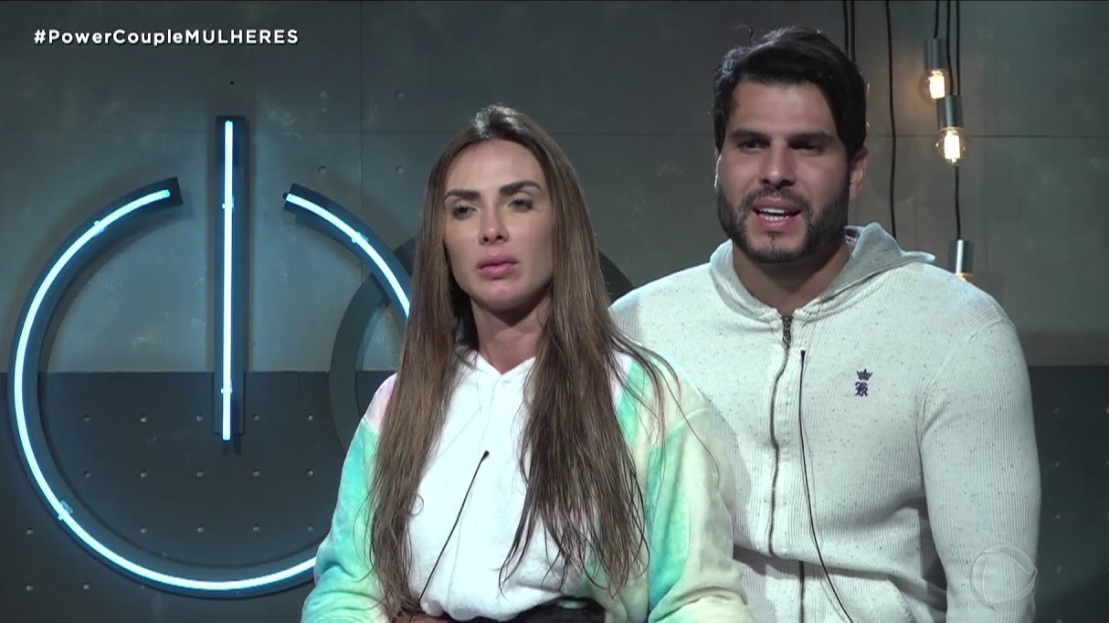 Nicole Bahls e Marcelo Bimbi após a Prova das Mulheres no Power Couple Brasil 4