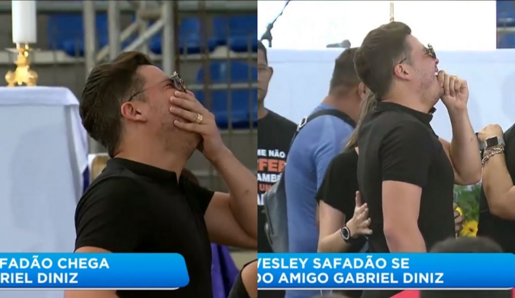 Wesley Safadão no velório de Gabriel Diniz
