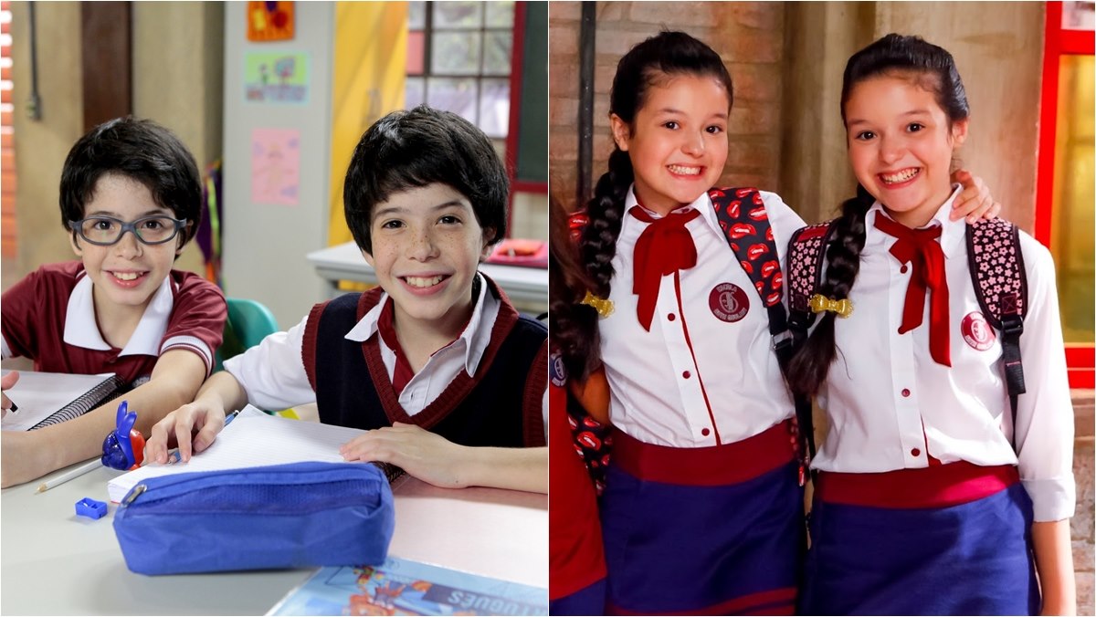 Vinicius (Benício) e Kauan Siqueira (Gael) e Mariany (Malu) com Camily Oliveira (Mavi) em As Aventuras de Poliana do SBT (Divulgação: SBT)