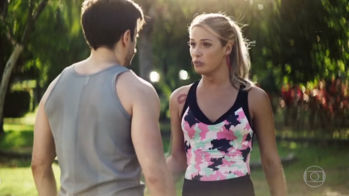 Abel (Pedro Carvalho) e Britney (Glamour Garcia), de A Dona do Pedaço