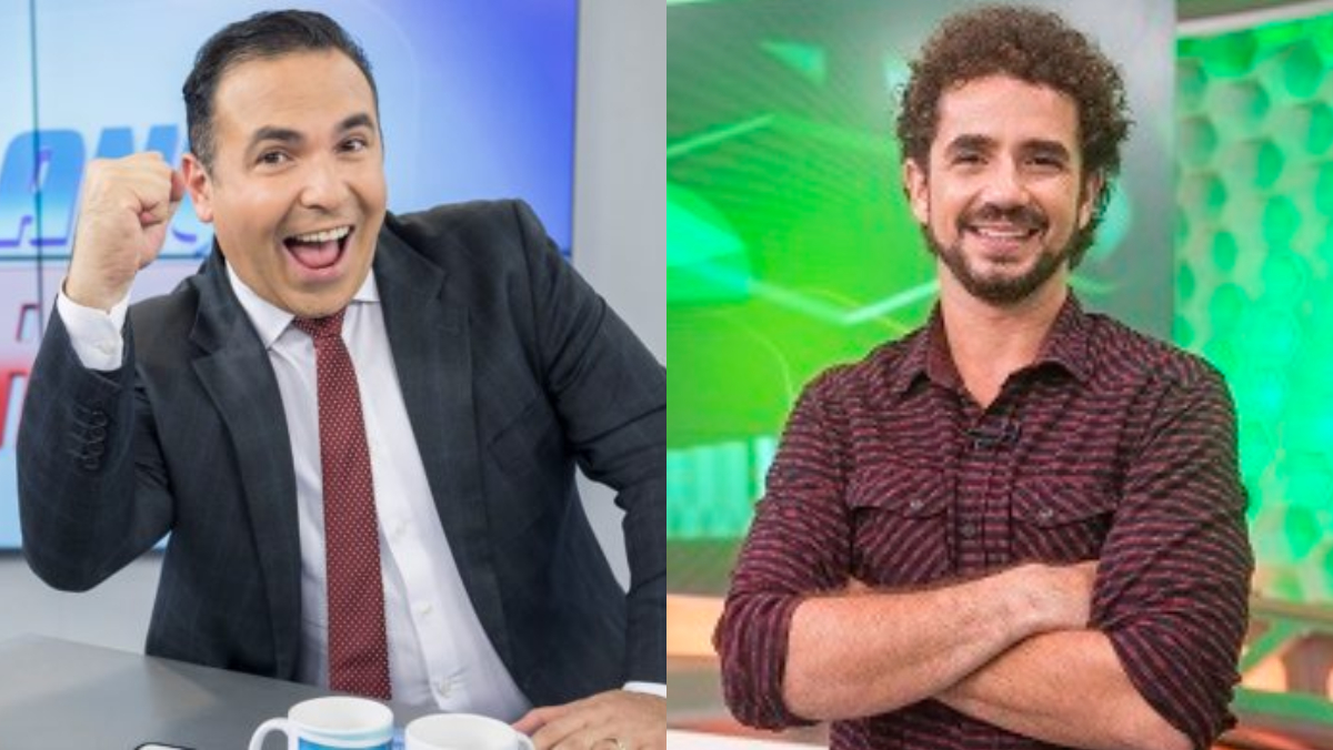 Os apresentadores Reinaldo Gottino e Felipe Andreoli