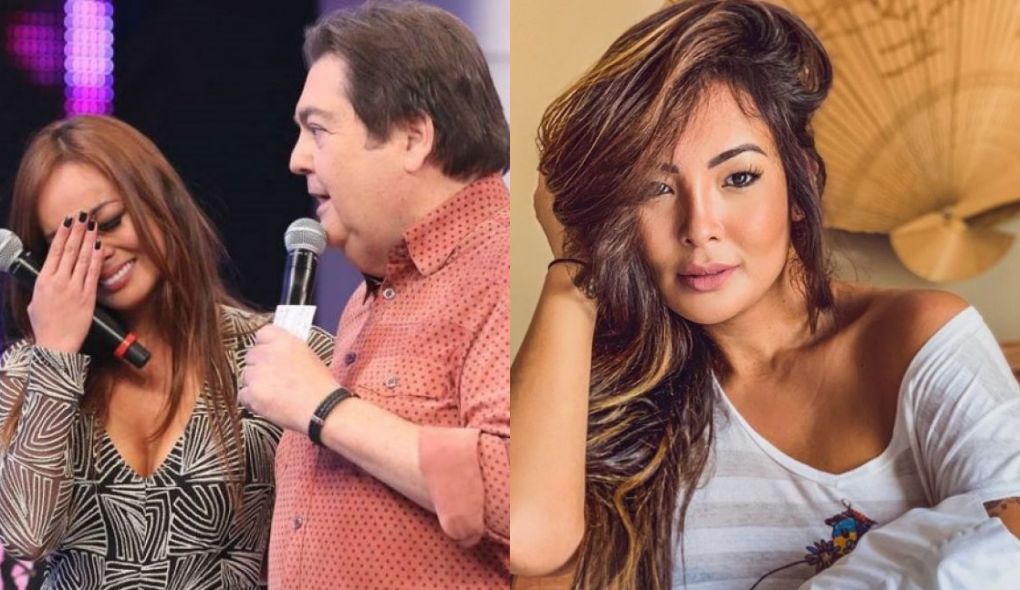 Carol Nakamura com Faustão e numa foto atual