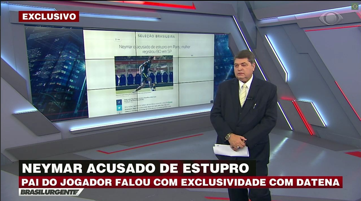Datena durante apresentação do Brasil Urgente ao vivo na Band (Reprodução: Band)