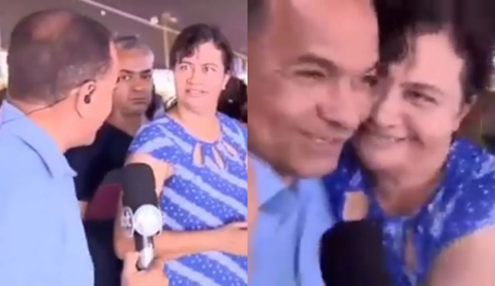 Mulher reconheceu o repórter Almir Costa enquanto dava entrevista