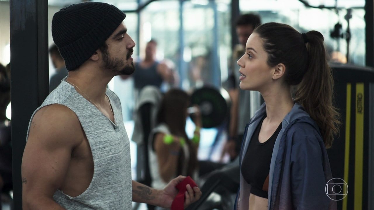 Rock (Caio Castro) e Fabiana (Nathalia Dill) em A Dona do Pedaço