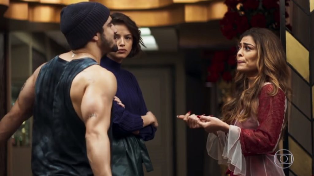 Rock (Caio Castro), Josiane (Agatha Moreira) e Maria da Paz (Juliana Paes), de A Dona do Pedaço