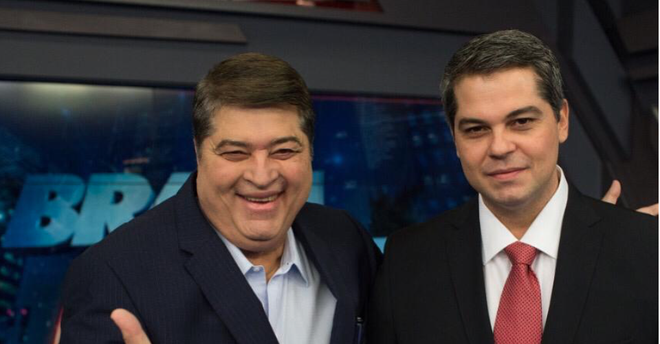 José Luiz Datena com seu filho, Vicente Datena: terceiro apresentador na família (Divulgação/Band)