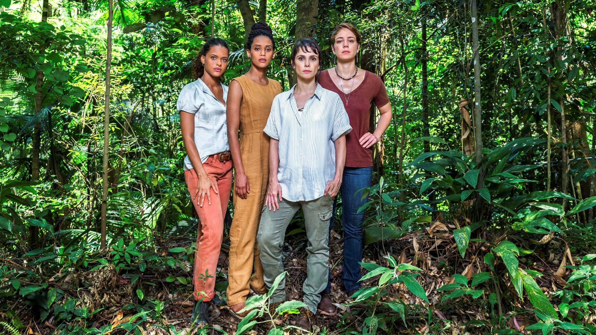 Clara (Thainá Duarte), Verônica (Taís Araújo), Natalie (Débora Falabela) e Luiza (Leandra Leal), personagens de Aruanas