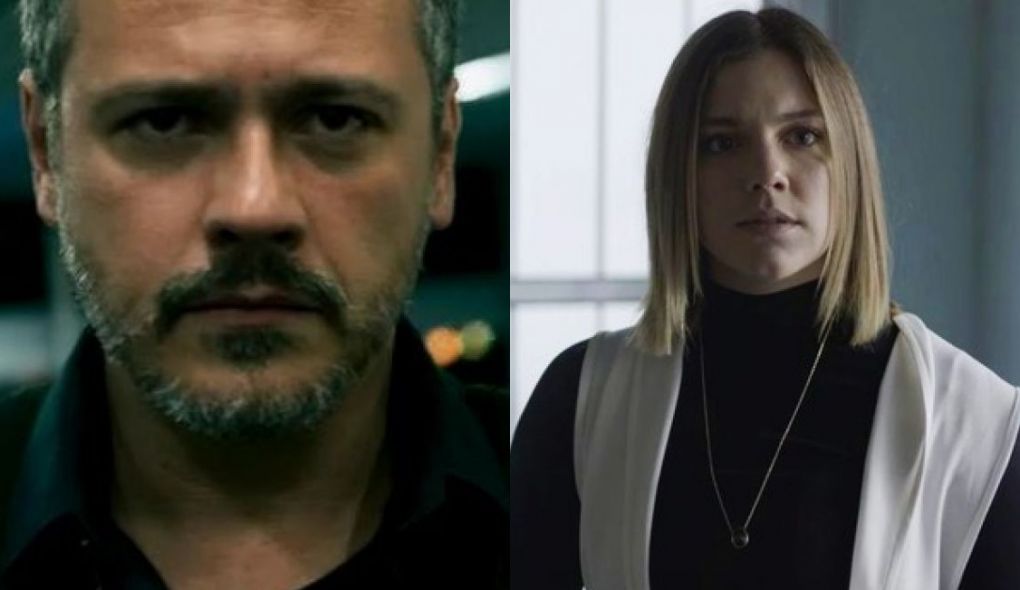 Almeidinha (Danton Mello) e Dalila (Alice Wegmann) de Órfãos da Terra