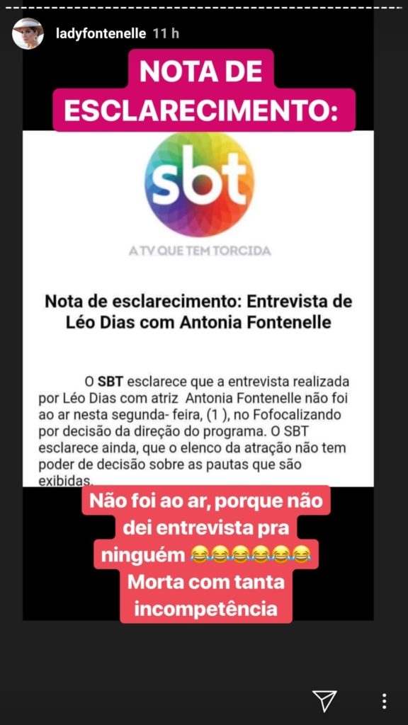 Antonia Fontenelle se manifestou na web sobre comunicado do SBT