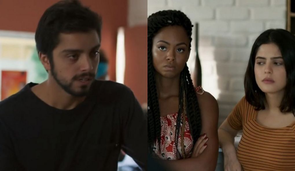 Bruno (Rodrigo Simas), Marie (Eli Ferreira) e Laila (Julia Dalavia) de Órfãos da Terra