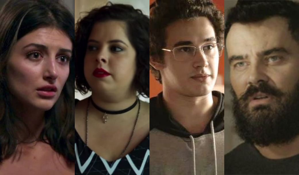 Camila (Anaju Dorigon), Cibele (Guilhermina Libanio), Benjamin (Filipe Bragança) e Paul (Carmo Dalla Vecchia) de Órfãos da Terra