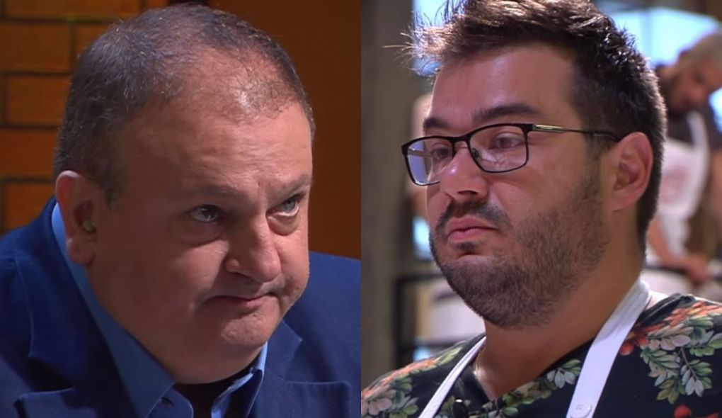 Erick Jacquin e Fernando, participante do MasterChef que foi eliminado neste domingo (7)