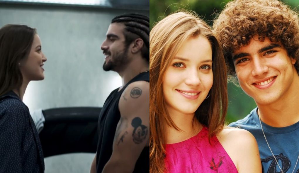 Nathalia Dill e Caio Castro em A Dona do Pedaço e na temporada de 2007 de Malhação