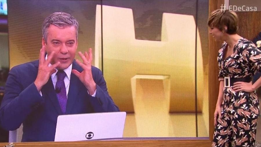 Ana Furtado e Roberto Kovalick durante o É de Casa, na Globo (Reprodução: Globo)