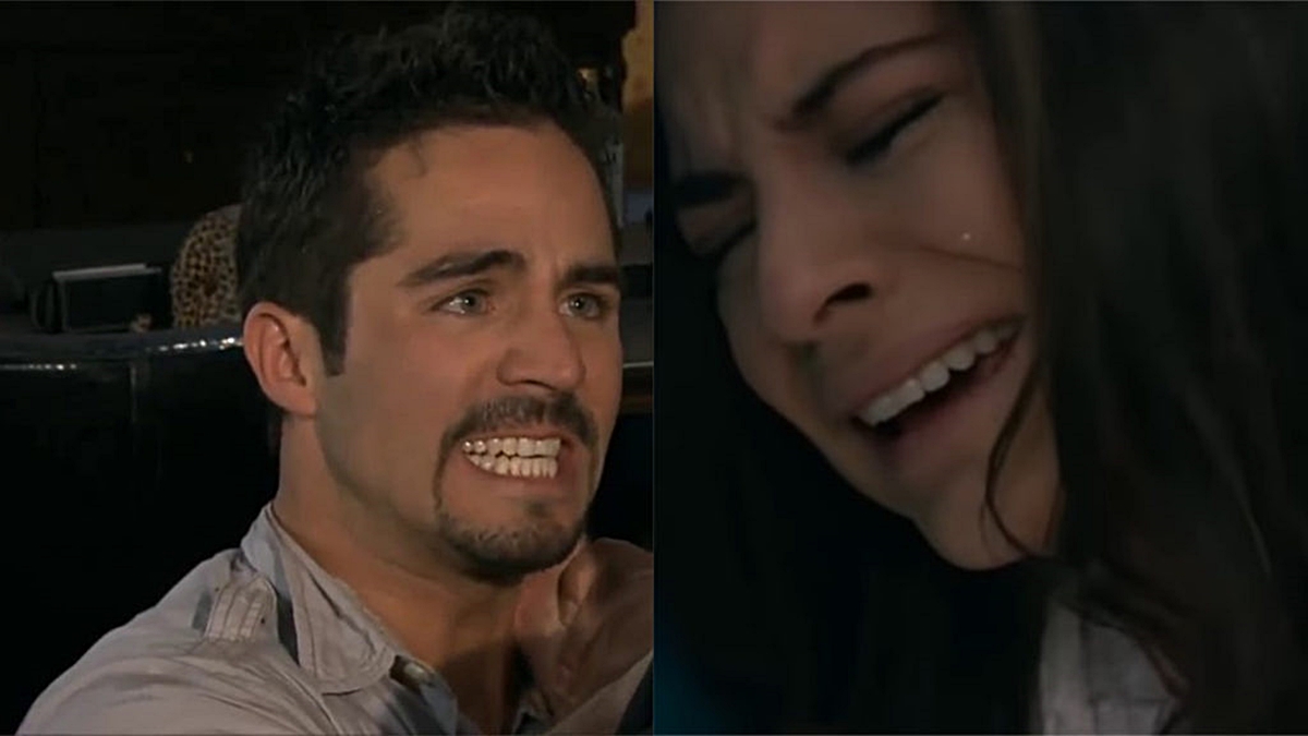 Bruno (Julián Gil) acerta um tiro no abdômen do engenheiro Gustavo (Jose Ron) em A Que Não Podia Amar (Reprodução: YouTube)
