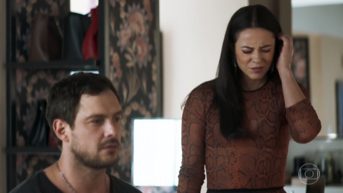 Chiclete (Sérgio Guizé) e Vivi (Paolla Oliveira), de A Dona do Pedaço