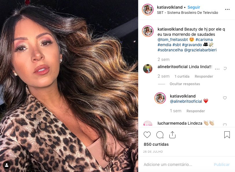 Katia Volkland: modelo e ex-bailarina do Faustão gravou como banqueira no Topa ou Não Topa (Reprodução/Instagram)