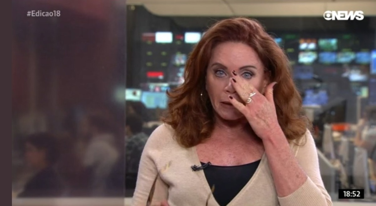 Leilane Neubarth se emocionou no Edição das 18h, jornal da Globo News