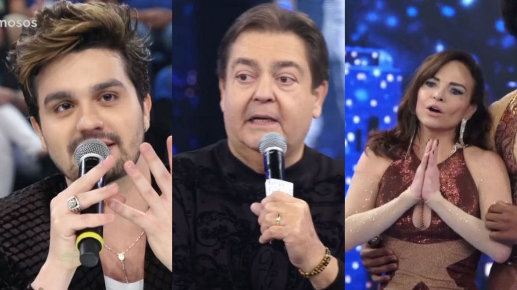 Luan Santana, Faustão e Luiza Tomé no Dança dos Famosos