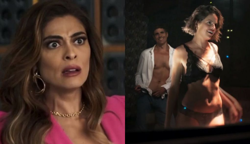 Maria da Paz (Juliana Paes), Régis (Reynaldo Gianecchini) e Josiane (Agatha Moreira) de A Dona do Pedaço
