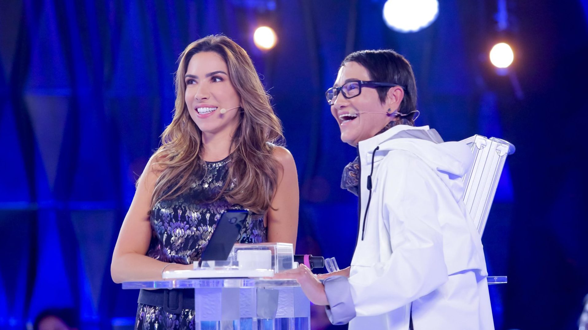 Patrícia Abravanel e Dona Neide na estreia do Topa ou Não Topa