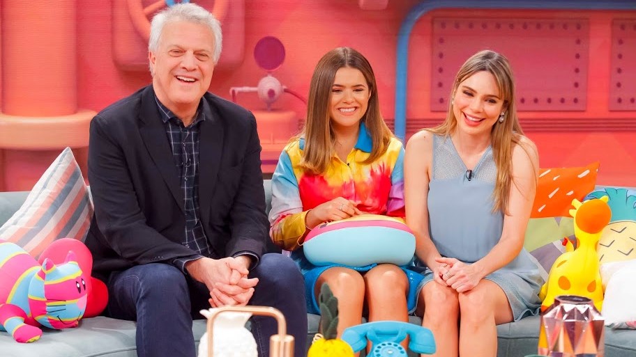Pedro Bial e Rachel Sheherazade no Programa da Maisa
