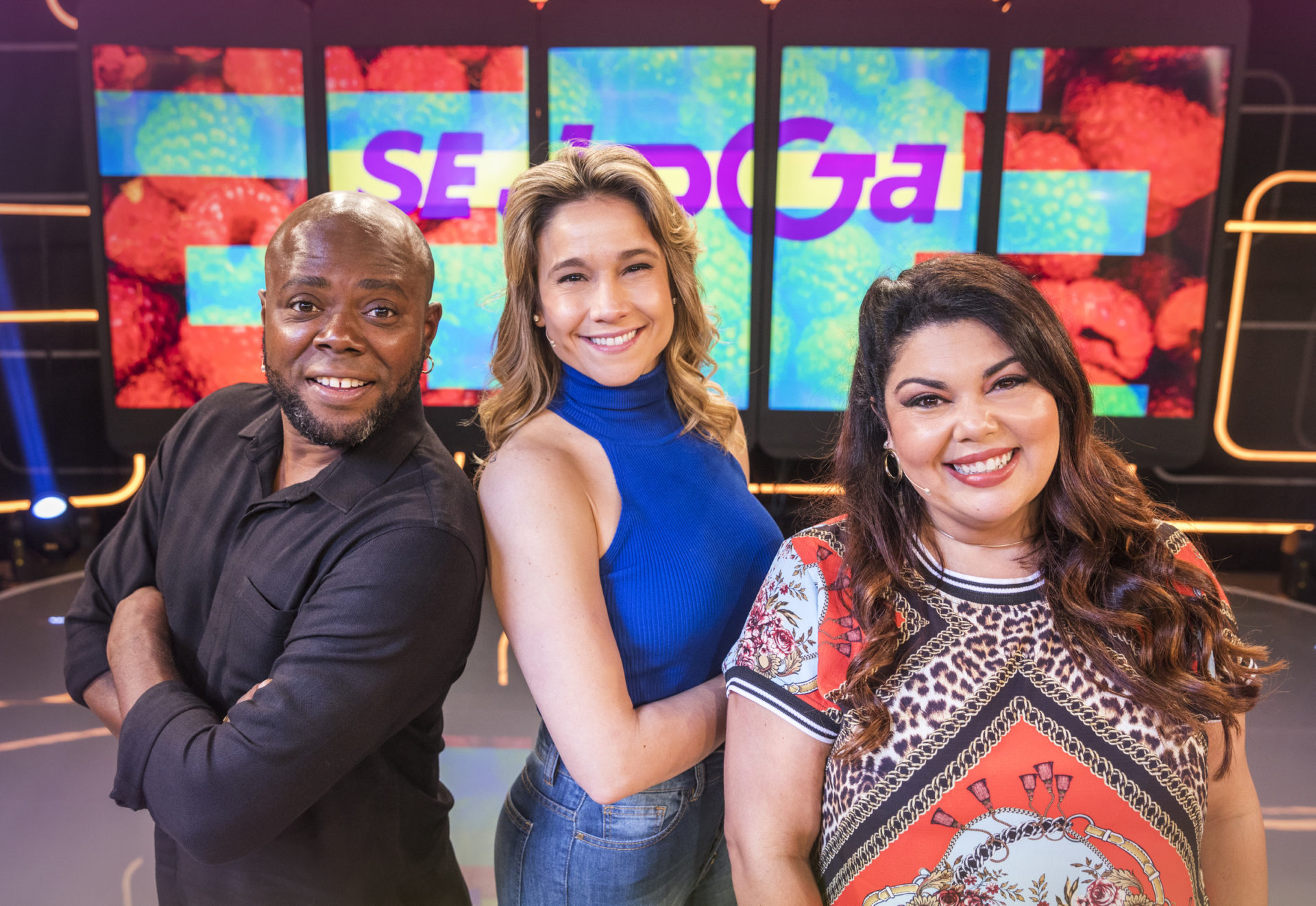 Érico Brás, Fernanda Gentil e Fabiana Karla, apresentadores do Se Joga
